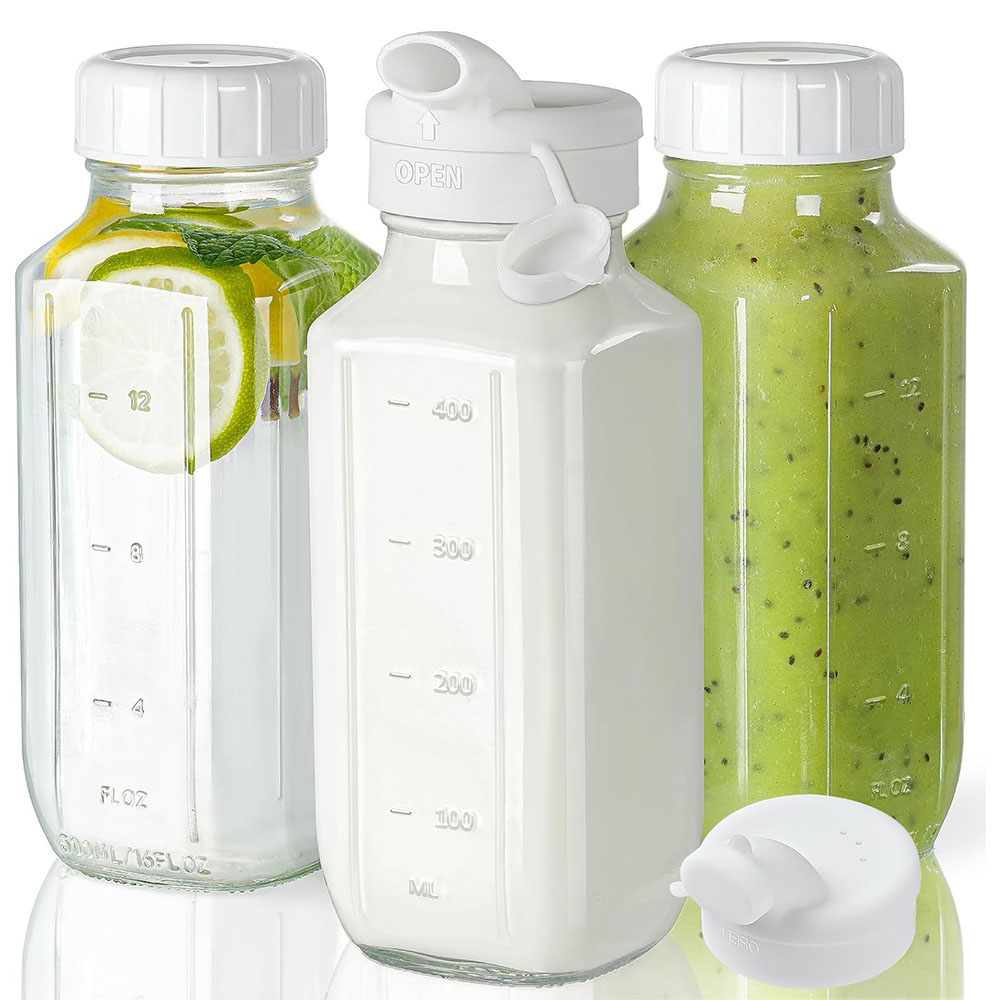 Glass Juice Bottles with Lids, - Bean Hopper Lid 评论和价格