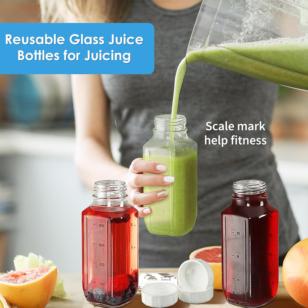 Glass Juice Bottles with Lids, - Bean Hopper Lid 评论和价格
